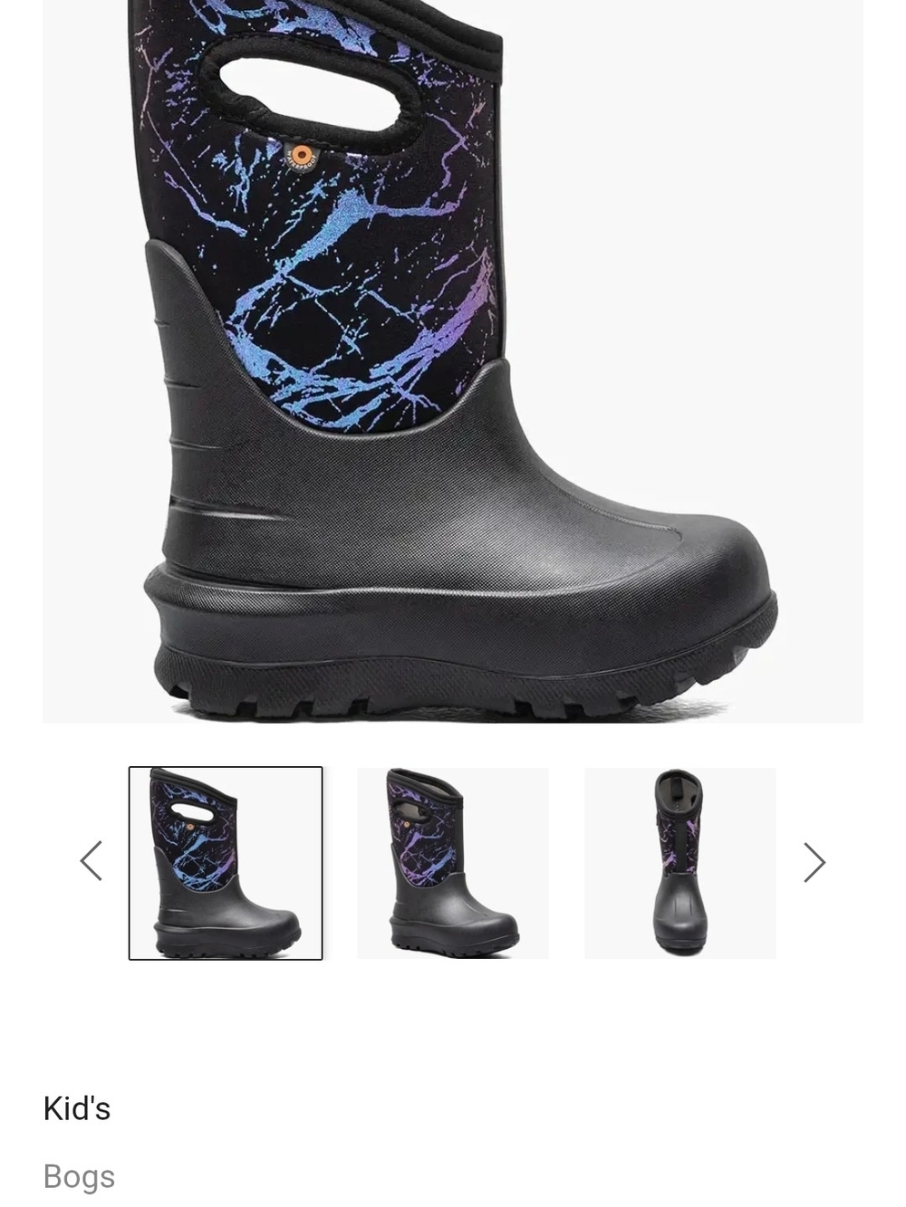 Bogs Kids Black Metallic Mountains Neoclassic Waterproof Winter Boot